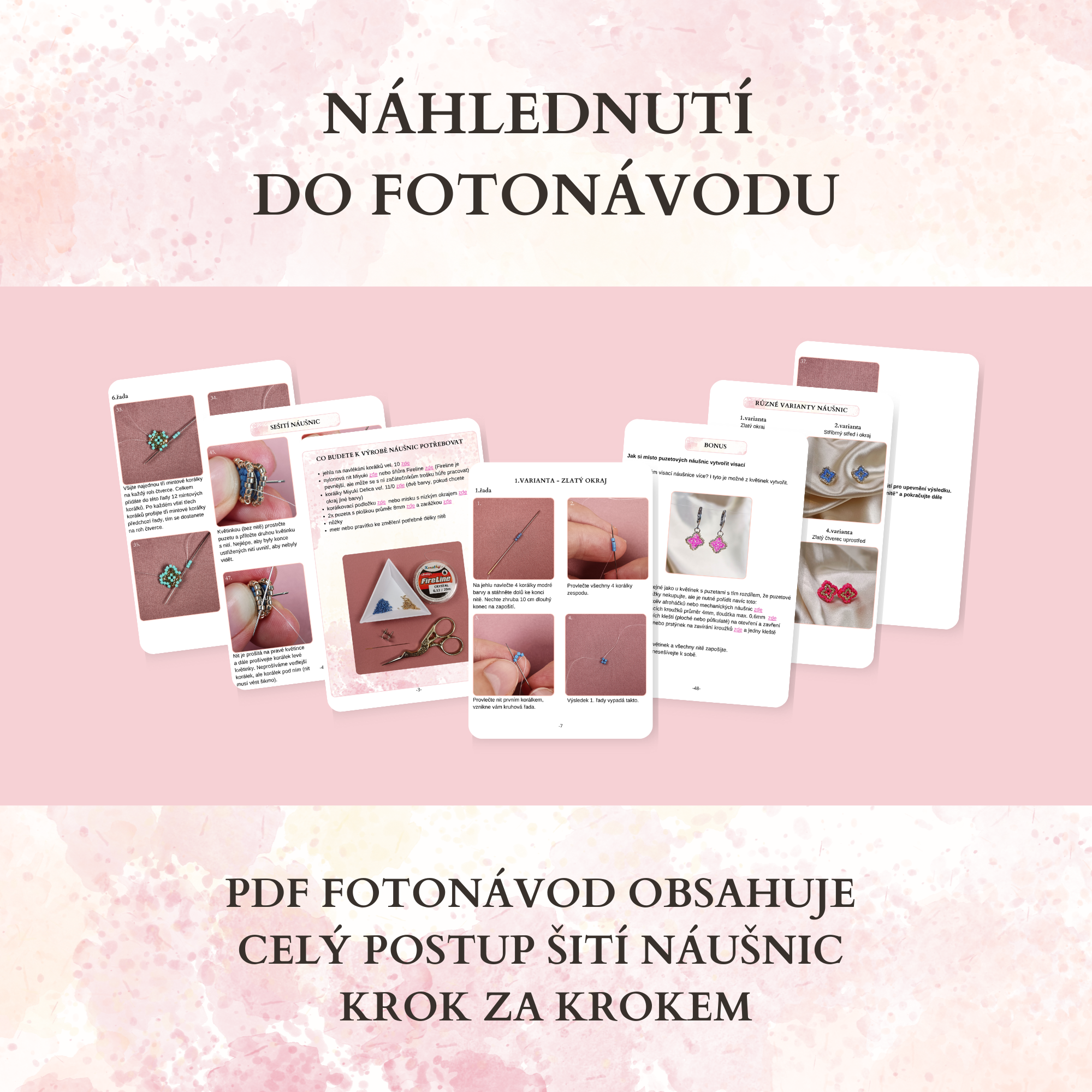 Fotonávod na náušnice z korálků Camellia