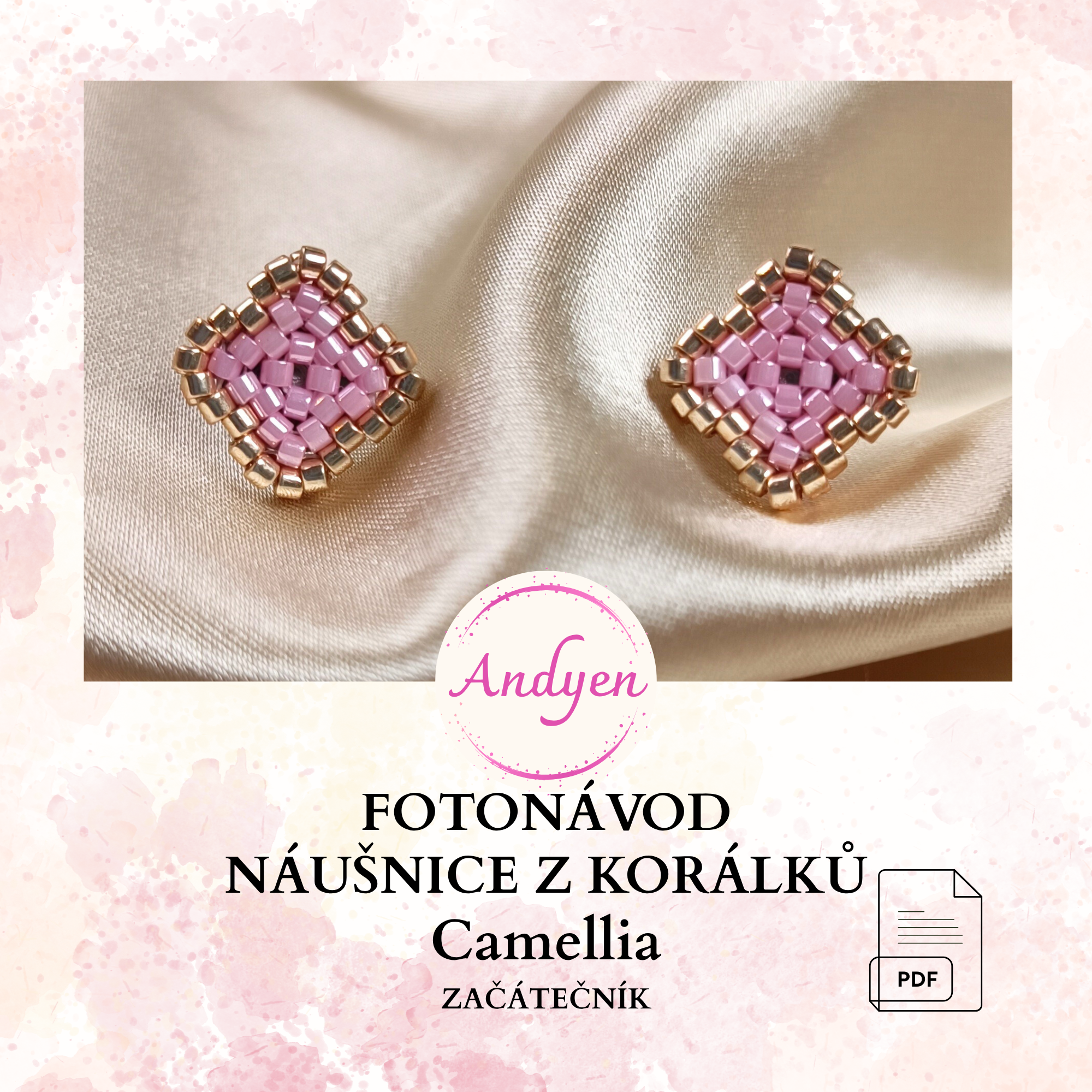 Návod na náušnice z korálků Camellia PDF fotonávod